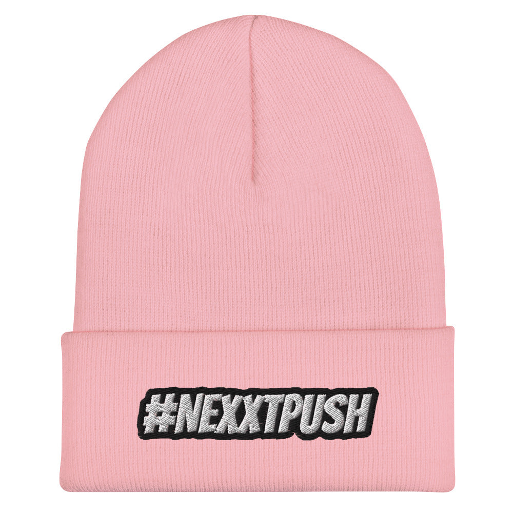 (New) #Nexxtpush B/W Embroider Cuffed Beanie