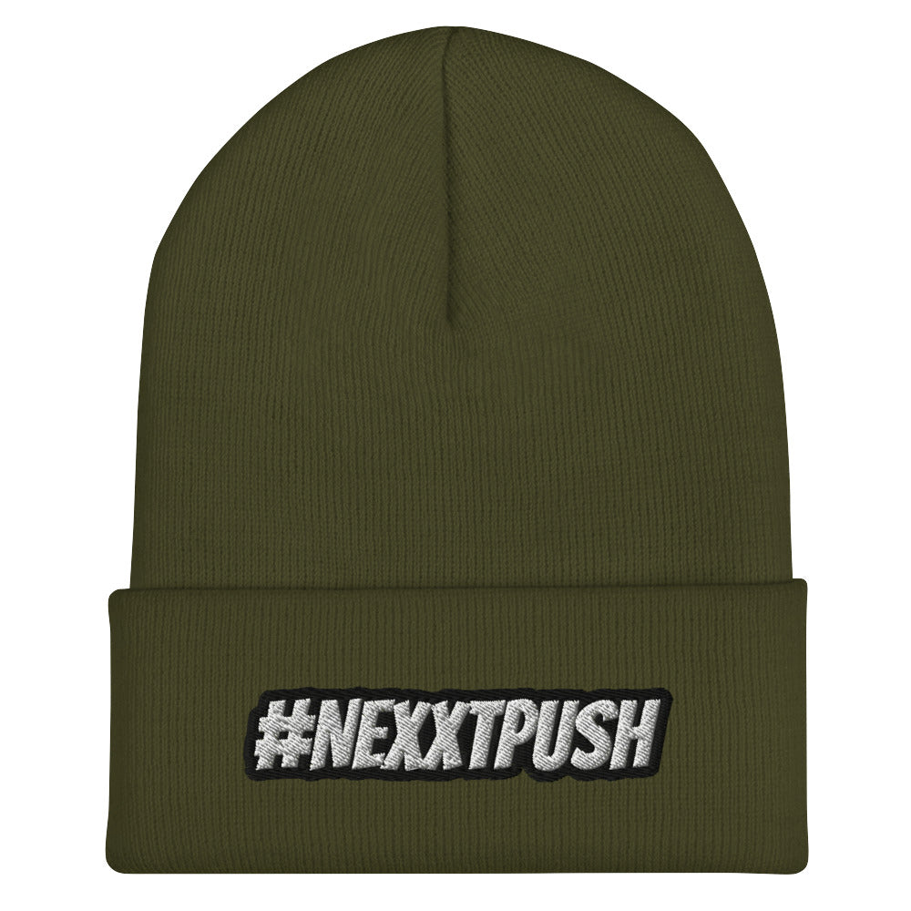 (New) #Nexxtpush B/W Embroider Cuffed Beanie