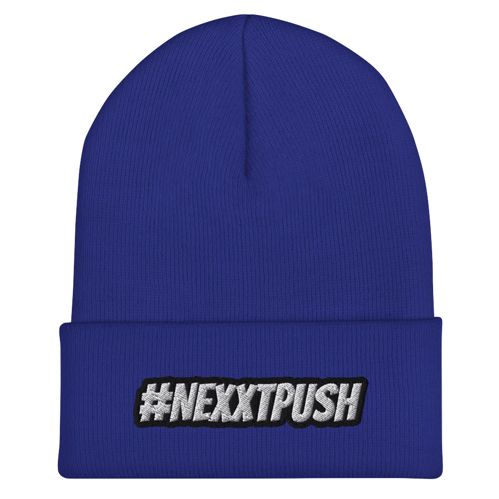 (New) #Nexxtpush B/W Embroider Cuffed Beanie