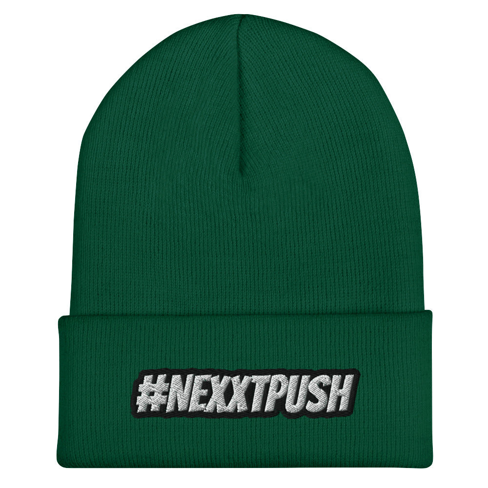 (New) #Nexxtpush B/W Embroider Cuffed Beanie