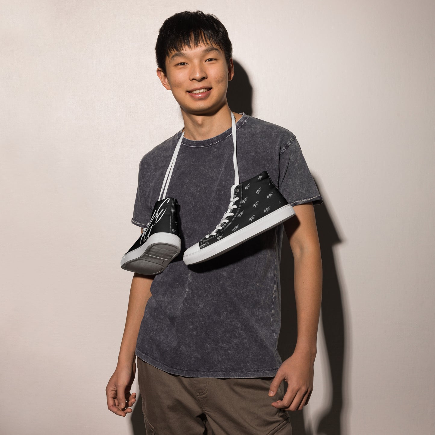 (New) KGE Unltd Black 24's Men’s high top canvas shoes