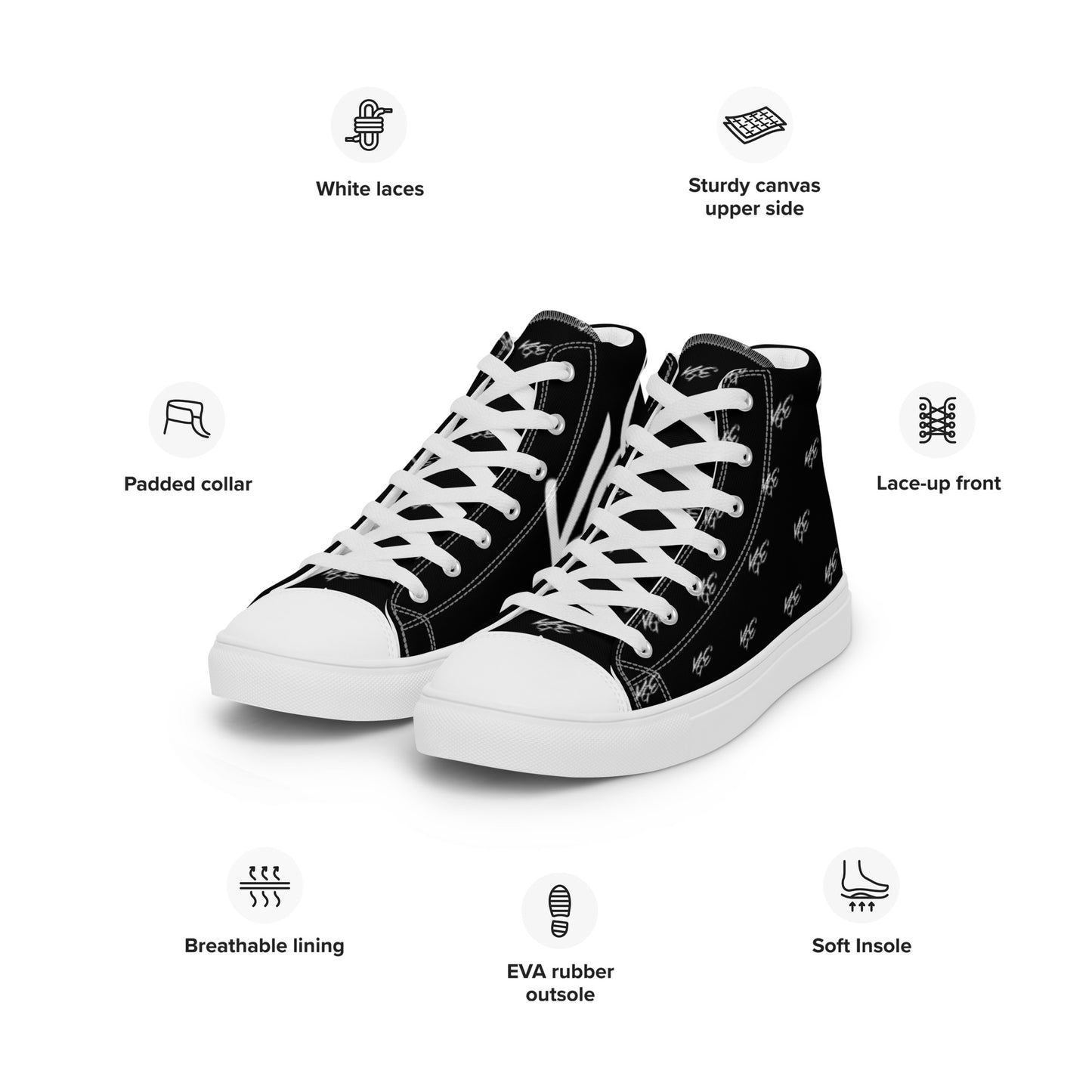 (New) KGE Unltd Black 24's Men’s high top canvas shoes