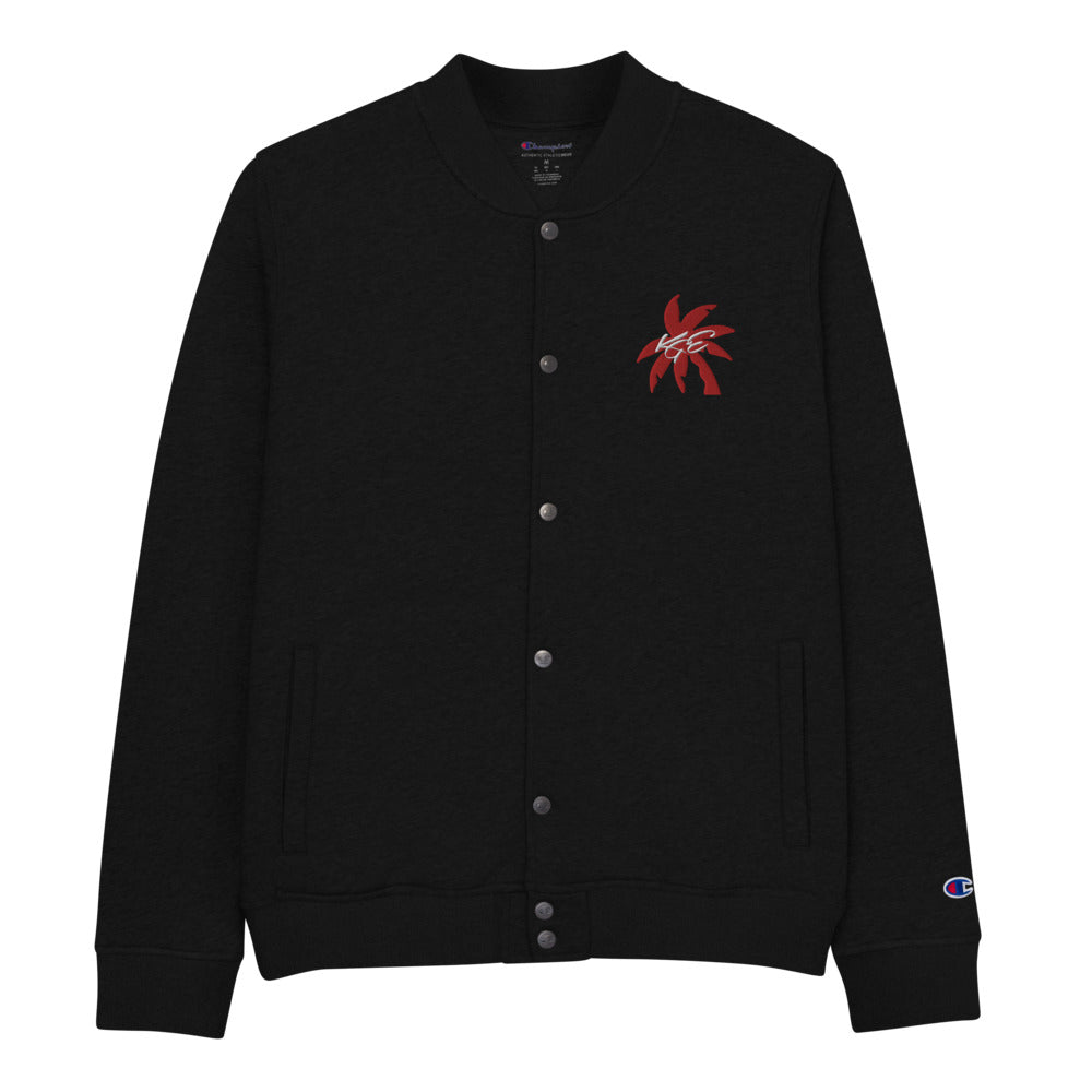 KGE Unlid Palm Paradise Embroidered Champion Bomber Jacket