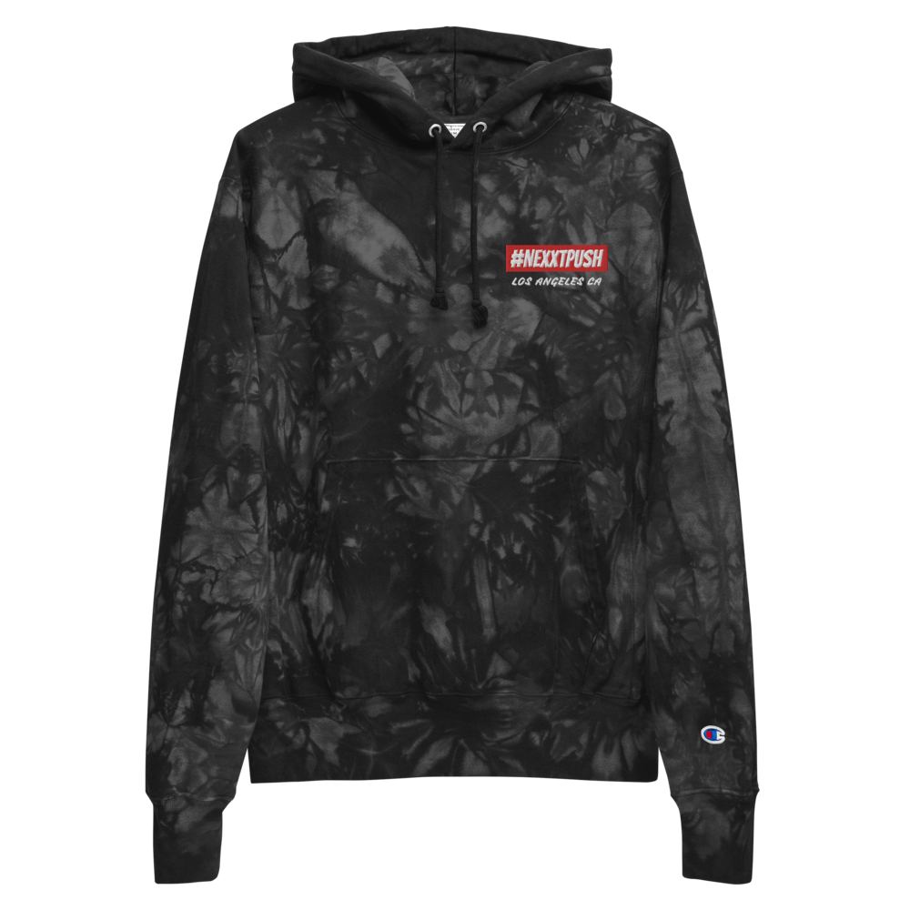 (New) #Nexxtpush Premium Champion Black tie-dye hoodie