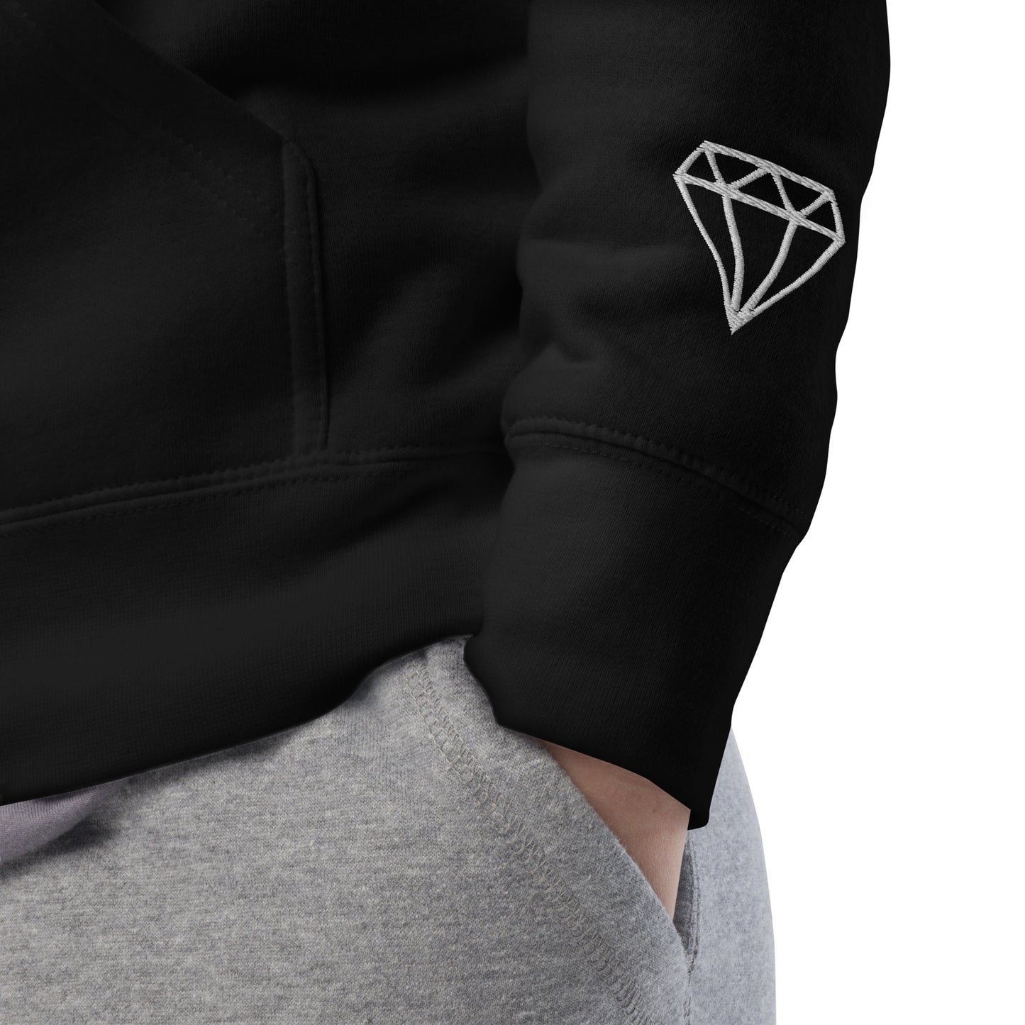 KGE Unlid White Embroidery Unisex Premium Hoodie
