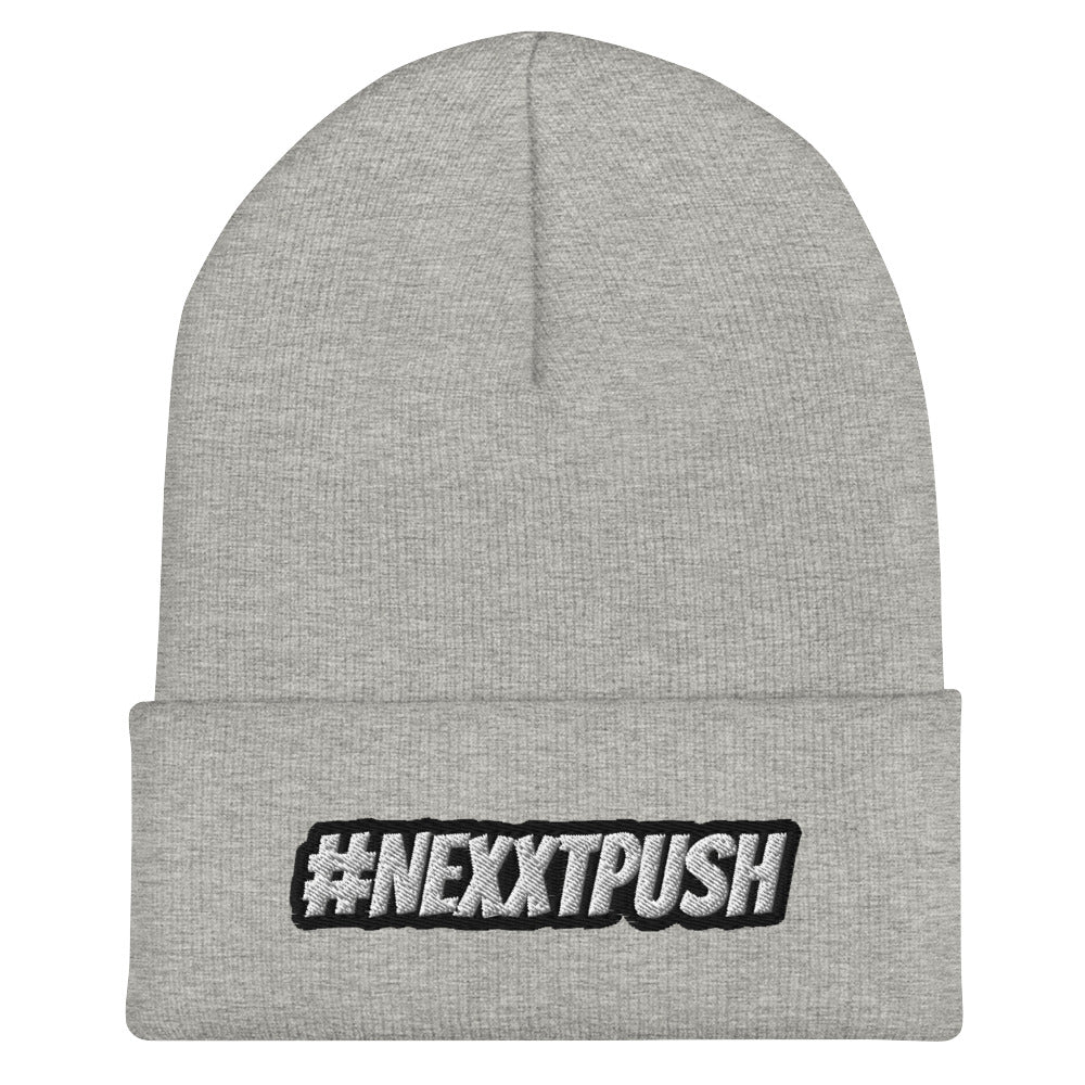 (New) #Nexxtpush B/W Embroider Cuffed Beanie