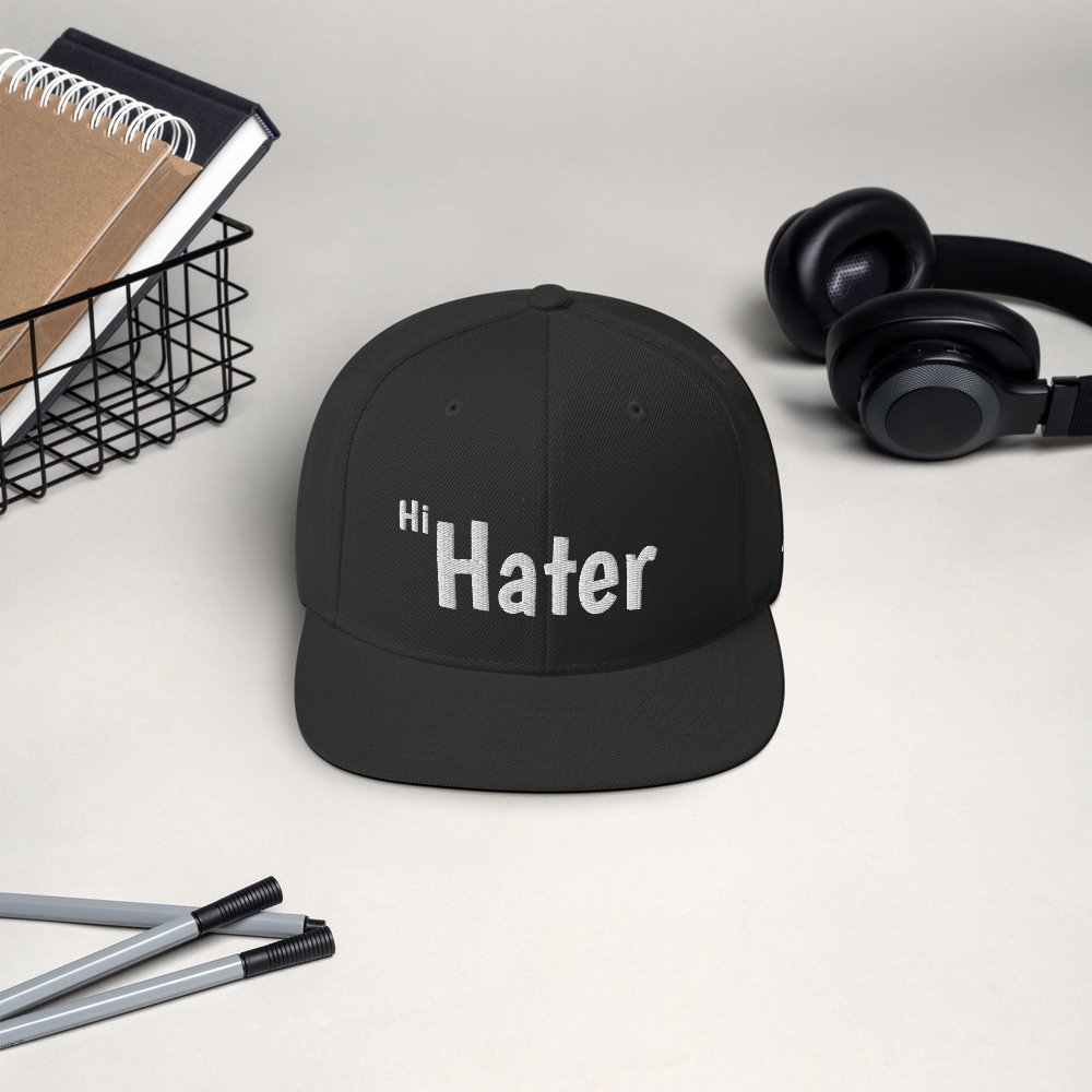 (New) Hi Hater - White Embroidered Snapback Hat