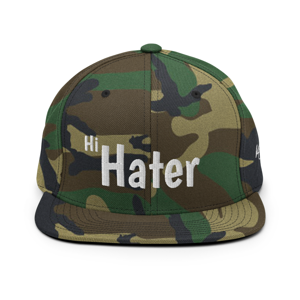 (New) Hi Hater - White Embroidered Snapback Hat