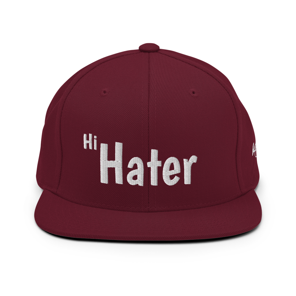 (New) Hi Hater - White Embroidered Snapback Hat