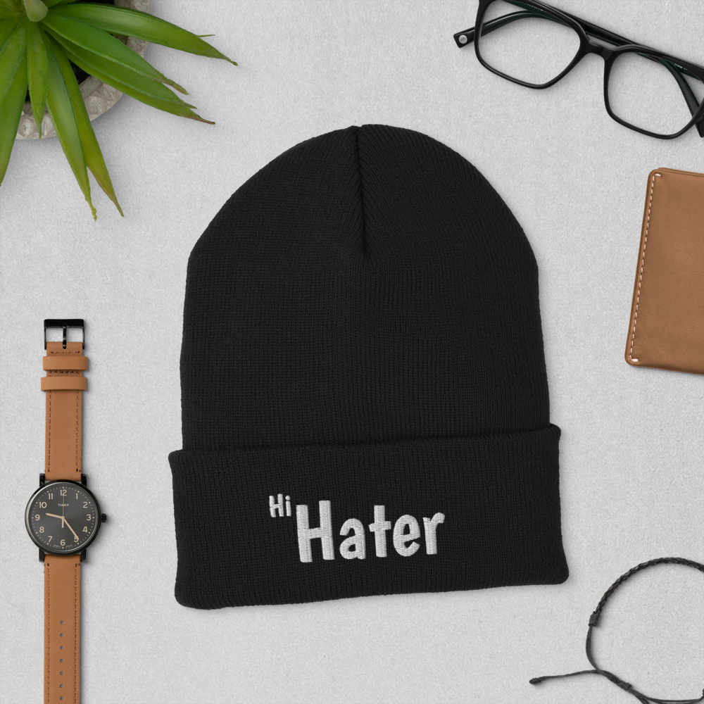 (New) Hi Hater Embroidered Cuffed Beanie