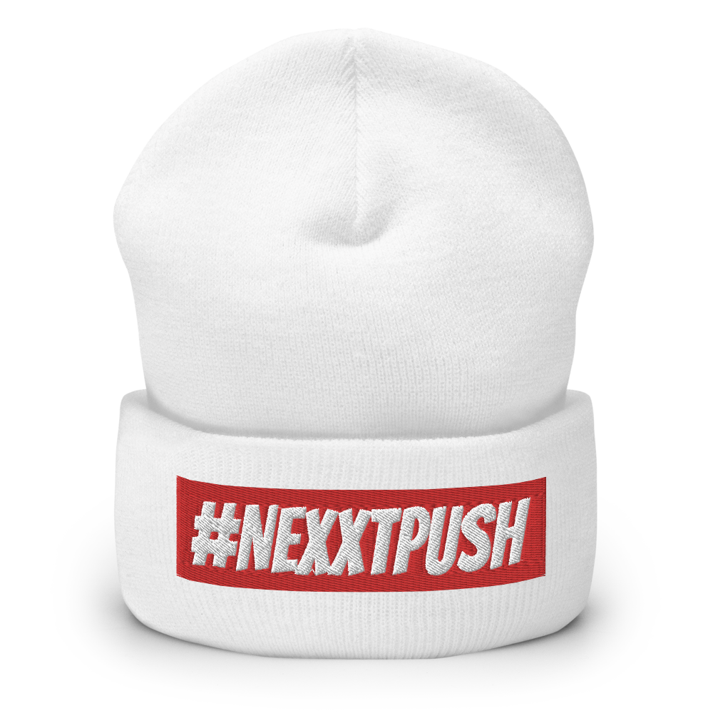 #Nexxtpush Red Bar Cuffed Beanie