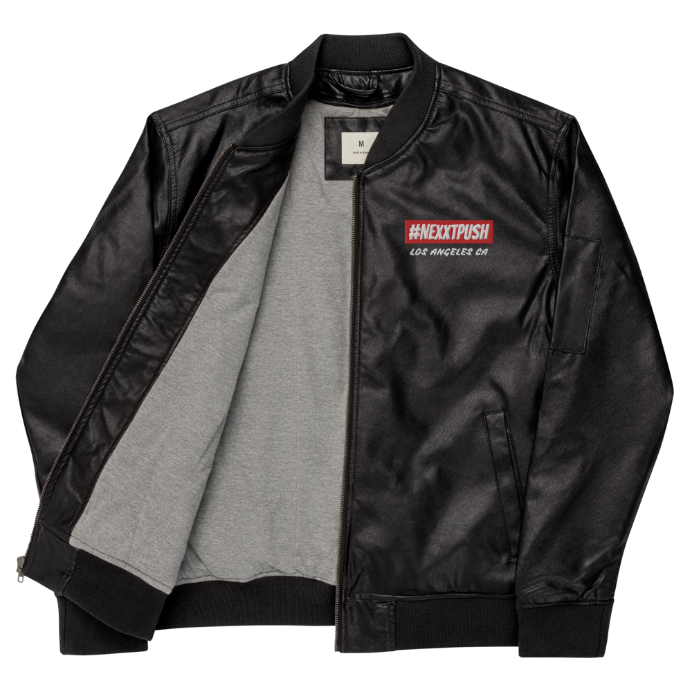 (New) #Nexxtpush Faux-Leather Bomber Jacket