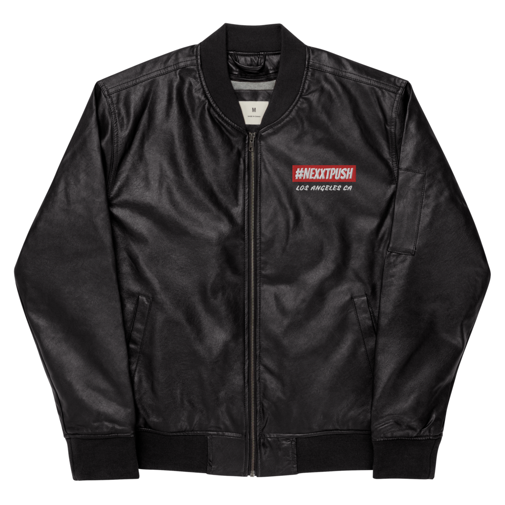 (New) #Nexxtpush Faux-Leather Bomber Jacket