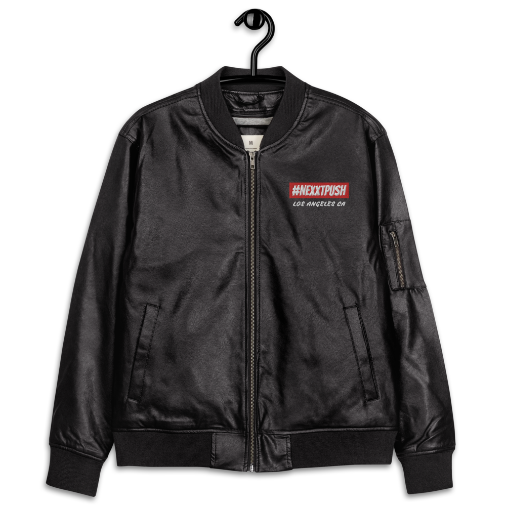 (New) #Nexxtpush Faux-Leather Bomber Jacket