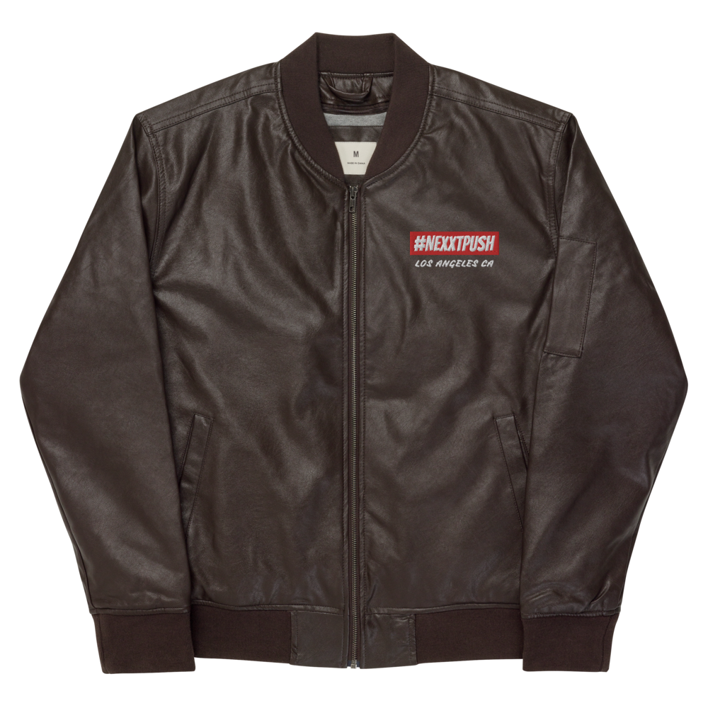 (New) #Nexxtpush Faux-Leather Bomber Jacket